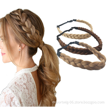 Synthetic Hair Braided Elastic Box Braid Headband Fashion Hairband for Women 12 Colors On Sale Elastic Hairband